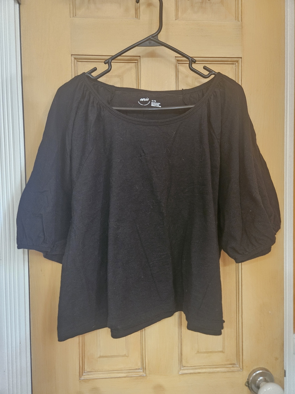 Aerie Black Puff Sleeve Women's Top